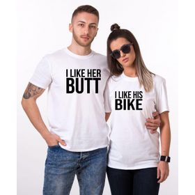 Tshirthane I Like His Bike I Like Her Butt Sevgili Kombinleri T-shirt Kombini