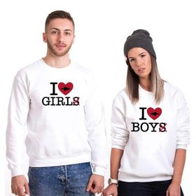 Tshirthane I love Boy Girl Sevgili Kombinleri Sweatshirt Kombini