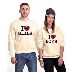 Tshirthane I love Boy Girl Sevgili Kombinleri Sweatshirt Kombini