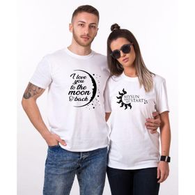 Tshirthane I Love You To The Moon Funny Sevgili Kombinleri T-shirt Kombini