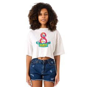 Tshirthane International Womens Day Kadın Kırçıllı Beyaz Crop T-shirt