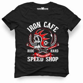 Tshirthane İron Cafe Speed Shop Siyah Erkek T-shirt