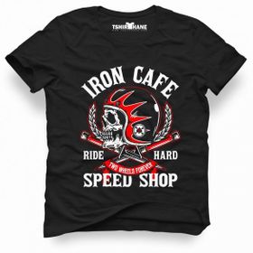 Tshirthane İron Cafe Speed Shop Siyah Erkek T-shirt