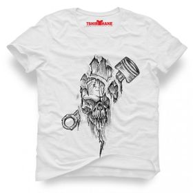 Tshirthane İskelet Piston Beyaz Erkek T-shirt