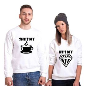 Tshirthane Kahve Elmas 2'li Sevgili Sweatshirt