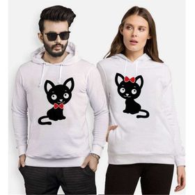 Tshirthane Kedi Kapşonlu 2'li Sevgili Sweatshirt