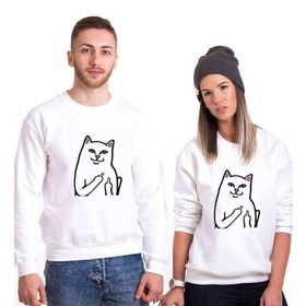 Tshirthane Kedi Kız Erkek 2'li Sevgili Sweatshirt