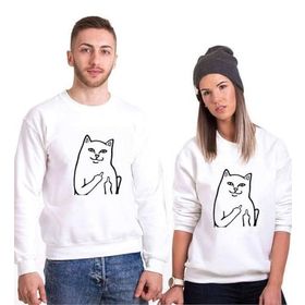 Tshirthane Kedi Kız Erkek 2'li Sevgili Sweatshirt