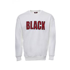 Tshirthane Krem Baskılı Bisiklet Yaka Erkek Sweatshirt
