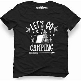 Tshirthane Lets Go Camping Çadir Siyah Erkek T-shirt