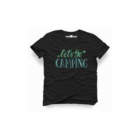 Tshirthane Lets Go Camping Tipografi Siyah Erkek T-shirt