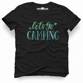 Tshirthane Lets Go Camping Tipografi Siyah Erkek T-shirt