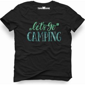 Tshirthane Lets Go Camping Tipografi Siyah Erkek T-shirt