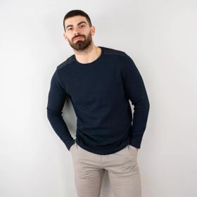 Tshirthane Likralı Lacivert Erkek Sweatshirt