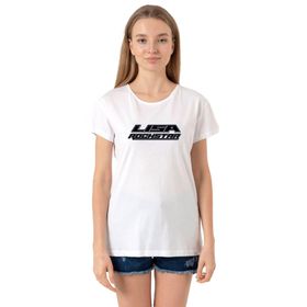 Tshirthane Lisa Rockstar Beyaz Kadın Bisikletyaka T-shirt