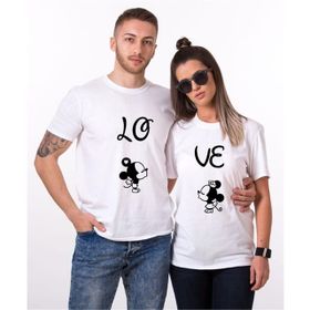 Tshirthane Lo Ve Öpücük Mause 2'li Sevgili T-shirt
