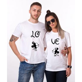 Tshirthane Lo Ve Öpücük Mause 2'li Sevgili T-shirt