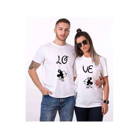 Tshirthane Lo Ve Öpücük Mause 2'li Sevgili T-shirt