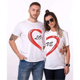 Tshirthane Lo Ve Yarım Kalp 2'li Sevgili T-shirt
