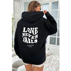 Tshirthane Love Never Fails Sırt Baskılı Unisex Sweatshirt