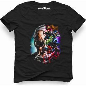 Tshirthane Marvel Stan lee Brush Siyah Erkek T-shirt