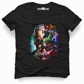 Tshirthane Marvel Stan lee Brush Siyah Erkek T-shirt