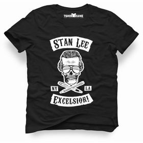 Tshirthane Marvel Stan Lee Excelsion Siyah Erkek T-shirt