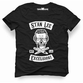 Tshirthane Marvel Stan Lee Excelsion Siyah Erkek T-shirt
