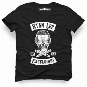 Tshirthane Marvel Stan Lee Excelsion Siyah Erkek T-shirt
