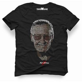 Tshirthane Marvel Stan Lee Tipografi Siyah Erkek Tshirt