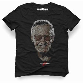 Tshirthane Marvel Stan Lee Tipografi Siyah Erkek Tshirt