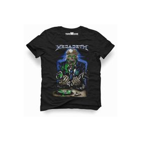 Tshirthane Megadeth Rock Metal Müzik Baskılı Dar Kesim Slim Fit Siyah Erkek T-Shirt