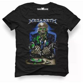 Tshirthane Megadeth Rock Metal Müzik Baskılı Dar Kesim Slim Fit Siyah Erkek T-Shirt