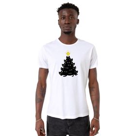 Tshirthane Meowy Christmas Beyaz Bisiklet Yaka Erkek T-shirt