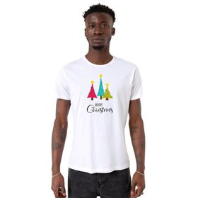 Tshirthane Merry Christmas Beyaz Bisiklet Yaka Erkek T-shirt