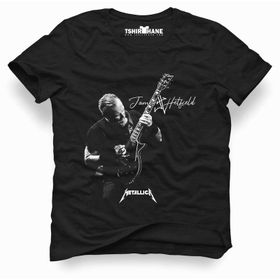 Tshirthane Metallica James Hetfield Guitar Siyah Erkek Tshirt