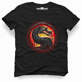 Tshirthane Mortal Kombat logo Siyah Erkek T-shirt