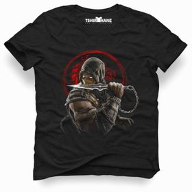 Tshirthane Mortal Kombat Scorpion Fatality Siyah Erkek T-shirt