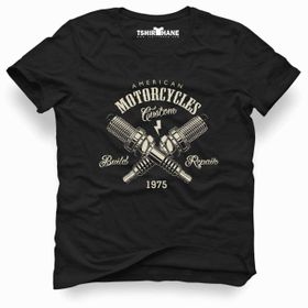 Tshirthane Motor Buji California Siyah Erkek T-shirt