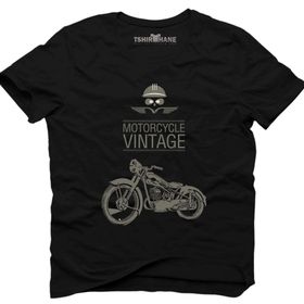 Tshirthane Motorcycle Vintage Siyah Erkek T-shirt