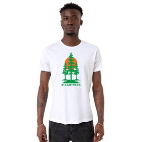 Tshirthane Mr Beast Team Trees Beyaz Bisiklet Yaka Erkek T-shirt