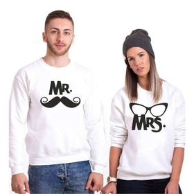 Tshirthane Mr. Mrs. Bıyık Gözlük 2'li Sevgili Sweatshirt