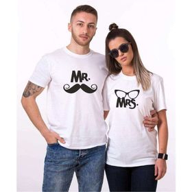 Tshirthane Mr. Mrs. Bıyık Gözlük 2'li Sevgili T-shirt