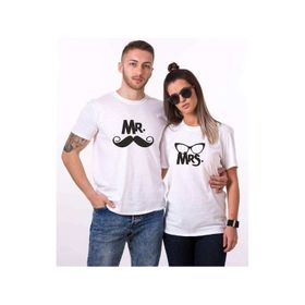 Tshirthane Mr. Mrs. Bıyık Gözlük 2'li Sevgili T-shirt