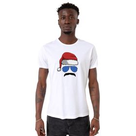 Tshirthane Mustache Christmas Hero Beyaz Bisiklet Yaka Erkek T-shirt
