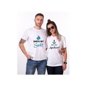 Tshirthane My Sail My Anchor 2'li Sevgili T-shirt