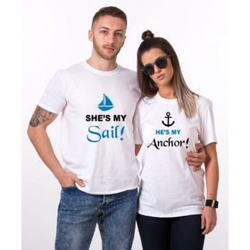 Tshirthane My Sail My Anchor 2'li Sevgili T-shirt