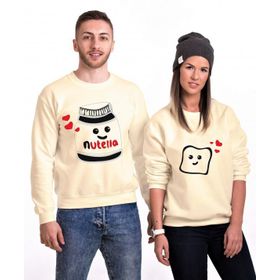 Tshirthane Nutellam Ekmek Dilimim 2'li Sevgili Sweatshirt