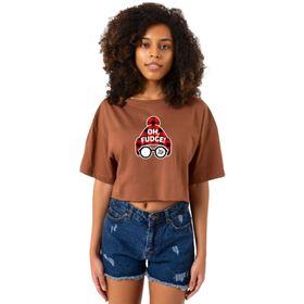Tshirthane Oh Fudge Christmas Kahverengi Kadın Crop