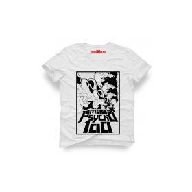 Tshirthane One Punch Man Mob Psycho 100 Beyaz Erkek T-shirt